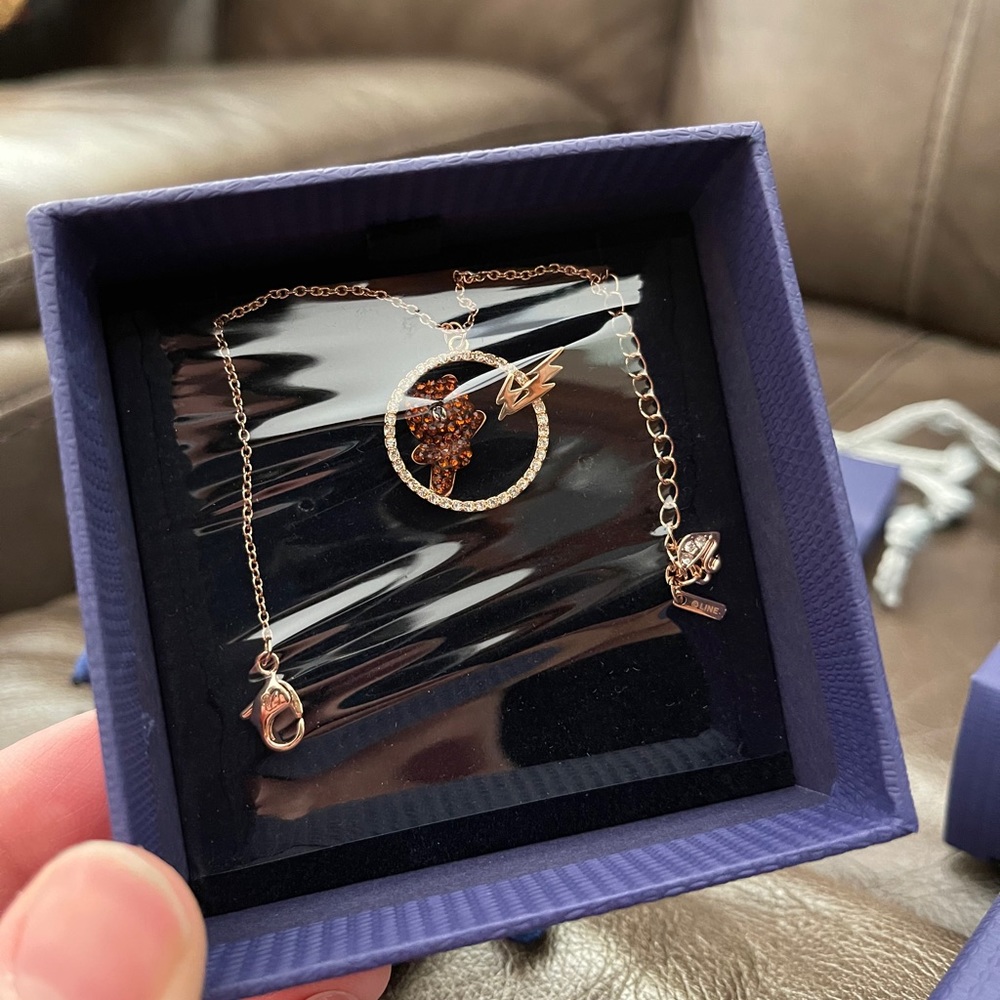 Swarovski Line Friends Skateboard Bear Necklace